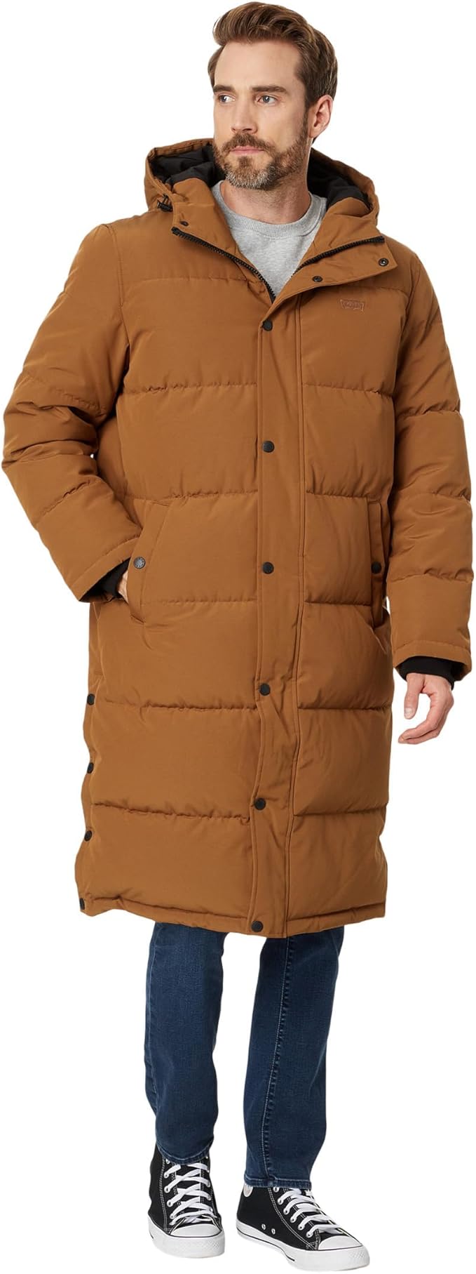 Levi's puffer parka — budget-friendly alternative for cold weather touring