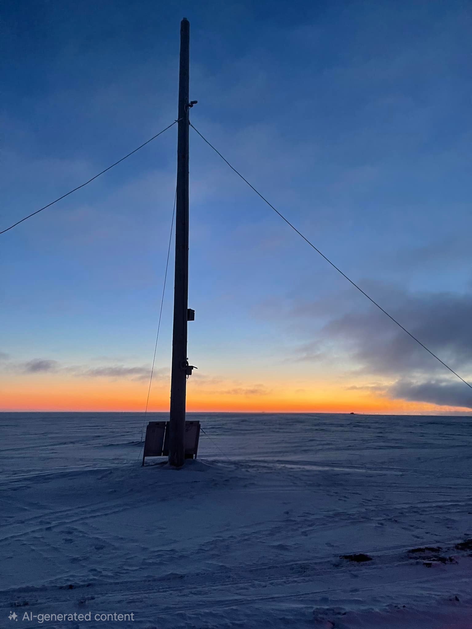 Silhouettes of visitors at the northernmost point of the United States at sunset